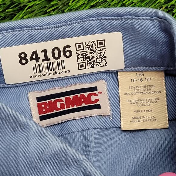 Vintage 80s Big-Mac Workwear Button Shirt M/L 22x29 Utility - Picture 7 of 10